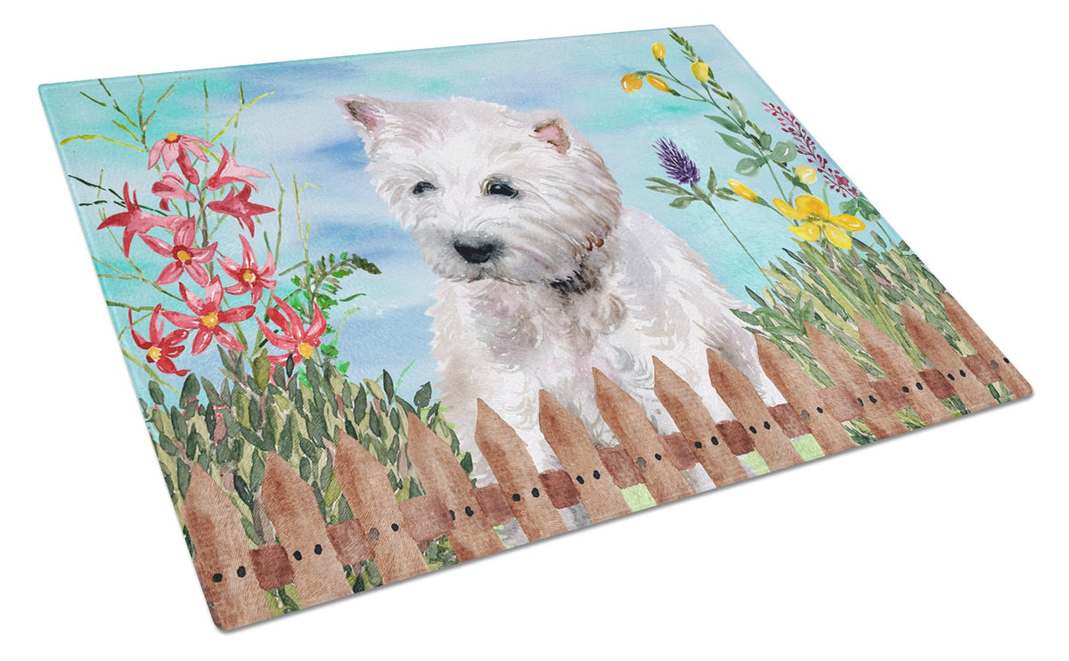 Westie Spring Glass Cutting Board Large CK1263LCB by Caroline&#39;s Treasures