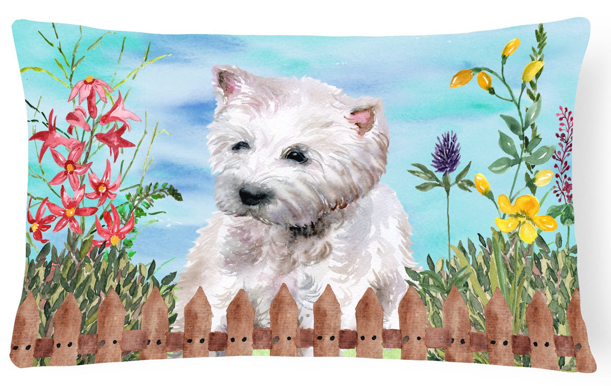 Westie Spring Canvas Fabric Decorative Pillow CK1263PW1216 by Caroline&#39;s Treasures