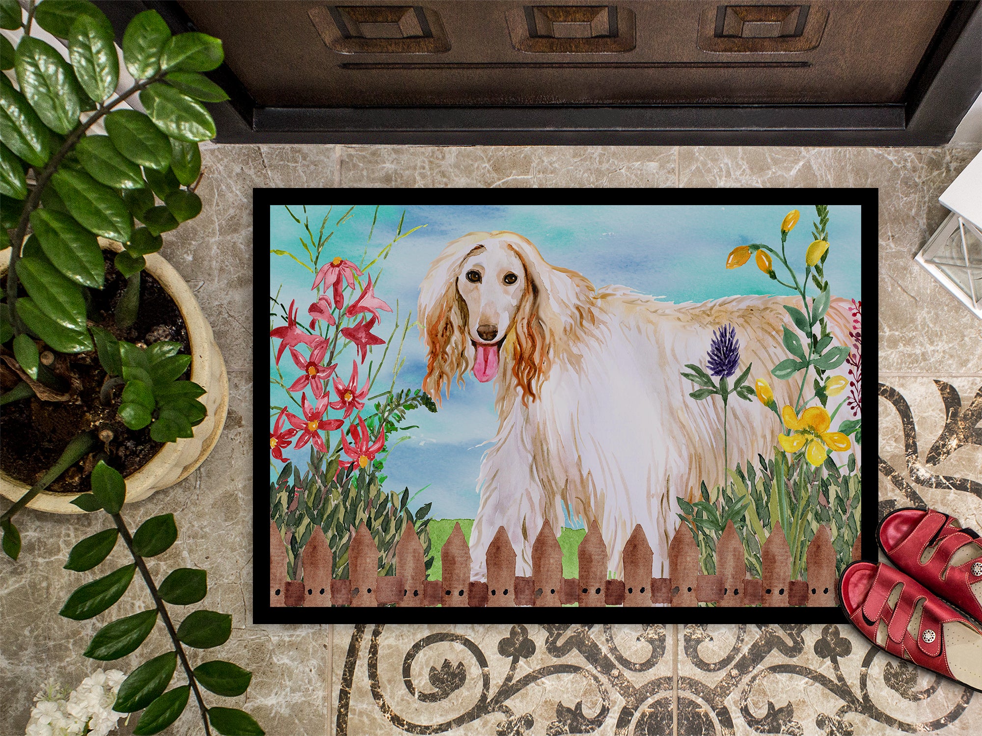 Afghan Hound Spring Indoor or Outdoor Mat 18x27 CK1264MAT - the-store.com