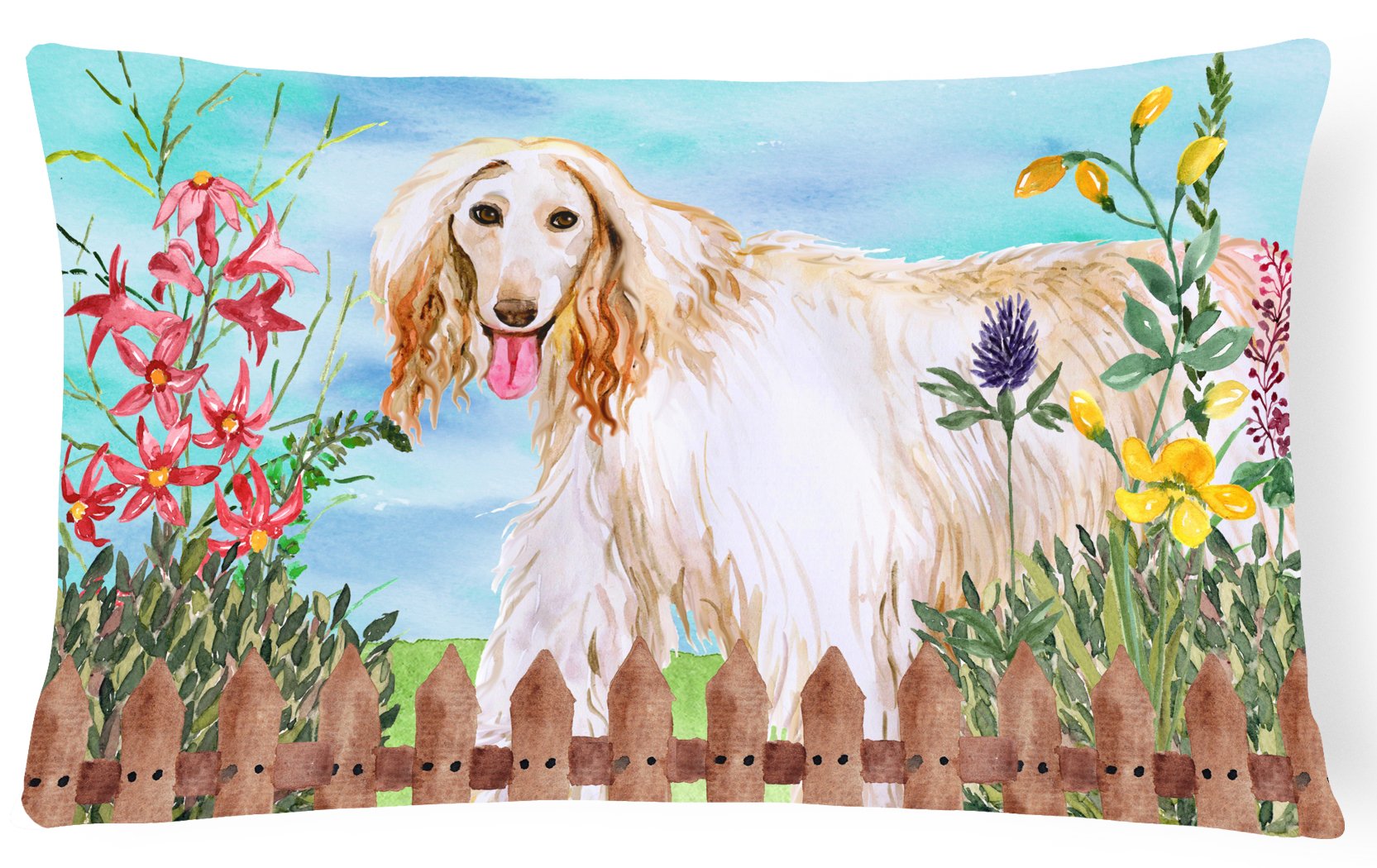Afghan Hound Spring Canvas Fabric Decorative Pillow CK1264PW1216 by Caroline's Treasures