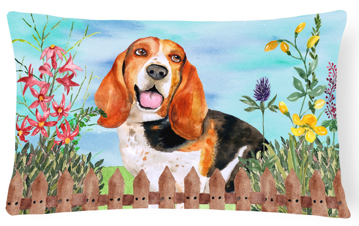 Basset Hound Spring Canvas Fabric Decorative Pillow CK1266PW1216 by Caroline&#39;s Treasures