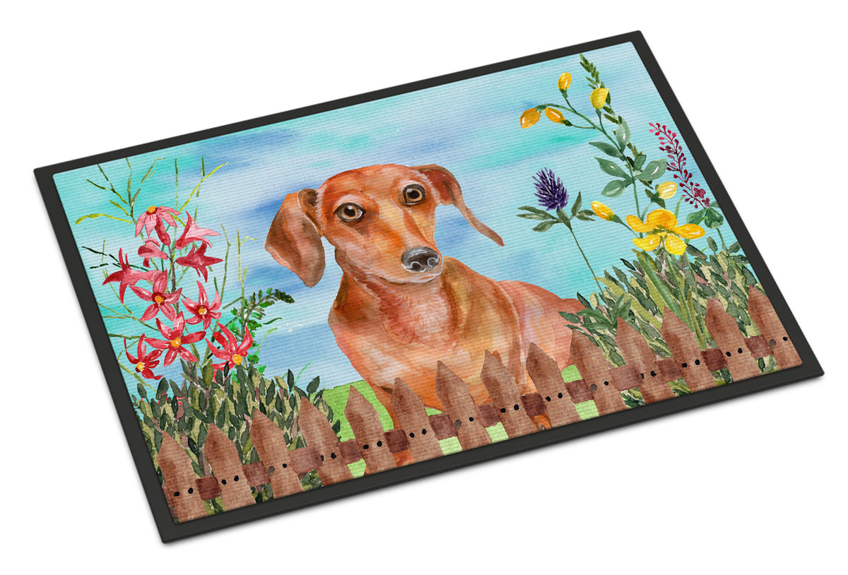Red Dachshund Spring Indoor or Outdoor Mat 18x27 CK1269MAT - the-store.com