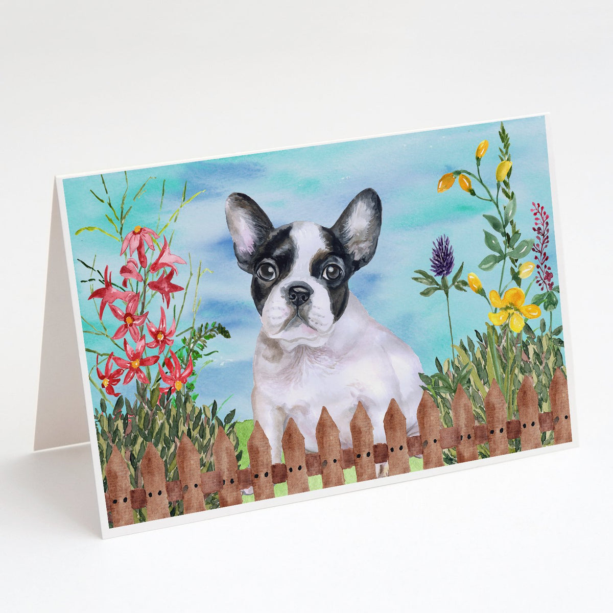 Buy this French Bulldog Black White Spring Greeting Cards and Envelopes Pack of 8