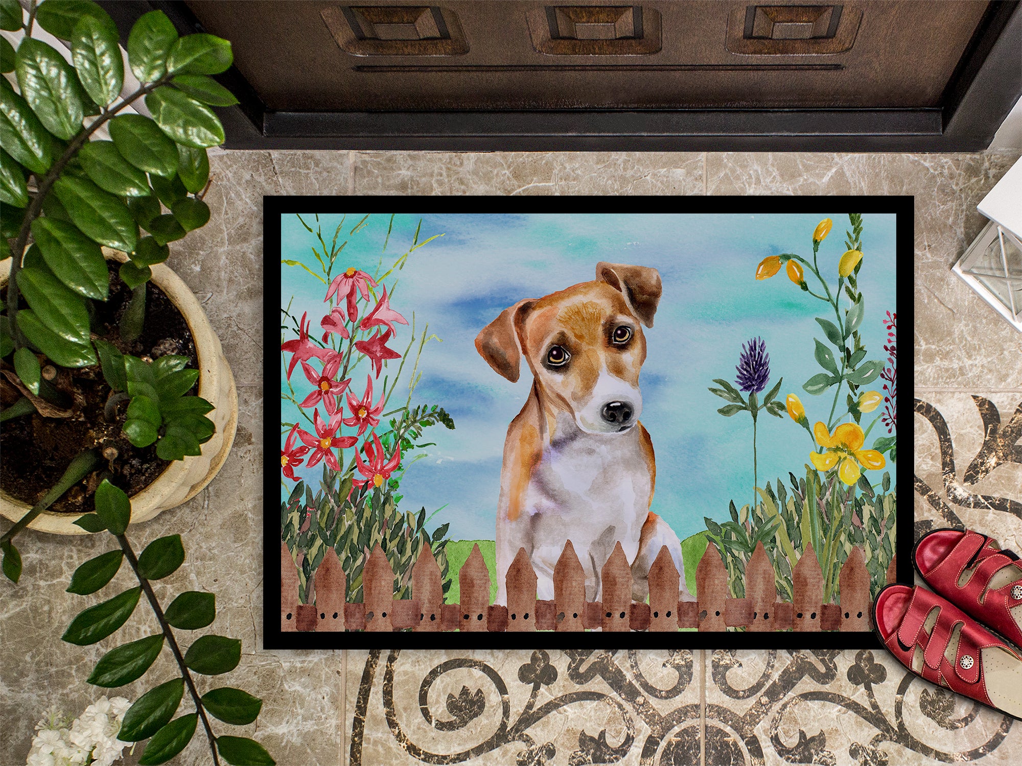 Jack Russell Terrier #2 Spring Indoor or Outdoor Mat 18x27 CK1275MAT - the-store.com