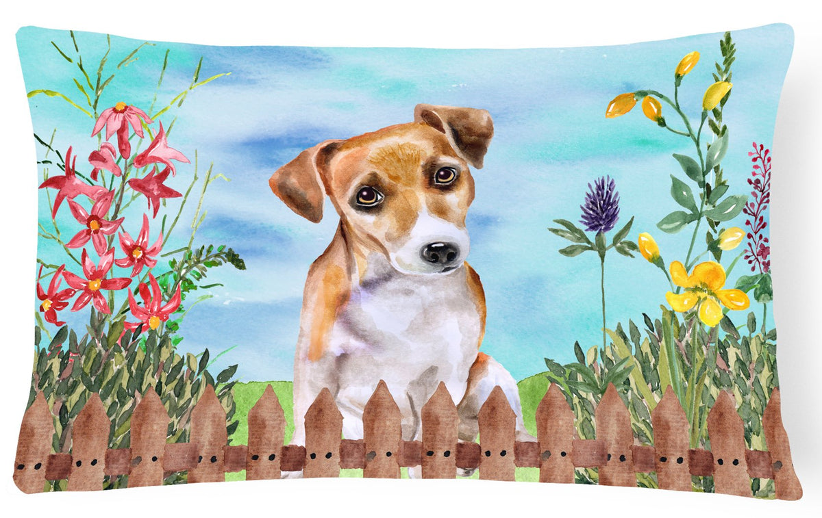 Jack Russell Terrier #2 Spring Canvas Fabric Decorative Pillow CK1275PW1216 by Caroline&#39;s Treasures