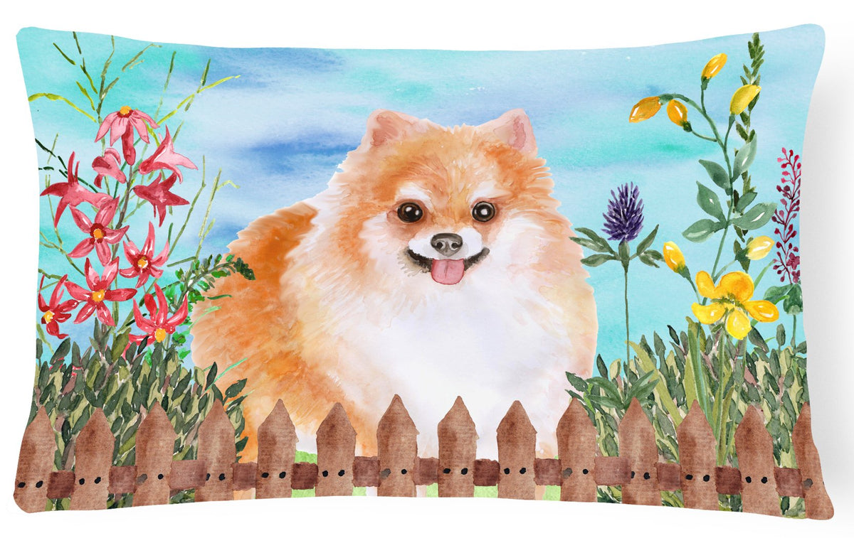 Pomeranian #2 Spring Canvas Fabric Decorative Pillow CK1278PW1216 by Caroline&#39;s Treasures