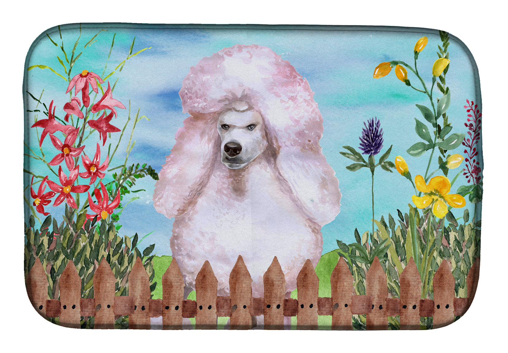 White Standard Poodle Spring Dish Drying Mat CK1279DDM  the-store.com.