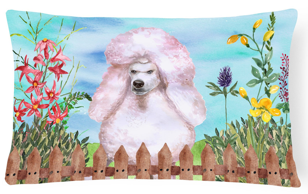 White Standard Poodle Spring Canvas Fabric Decorative Pillow CK1279PW1216 by Caroline&#39;s Treasures