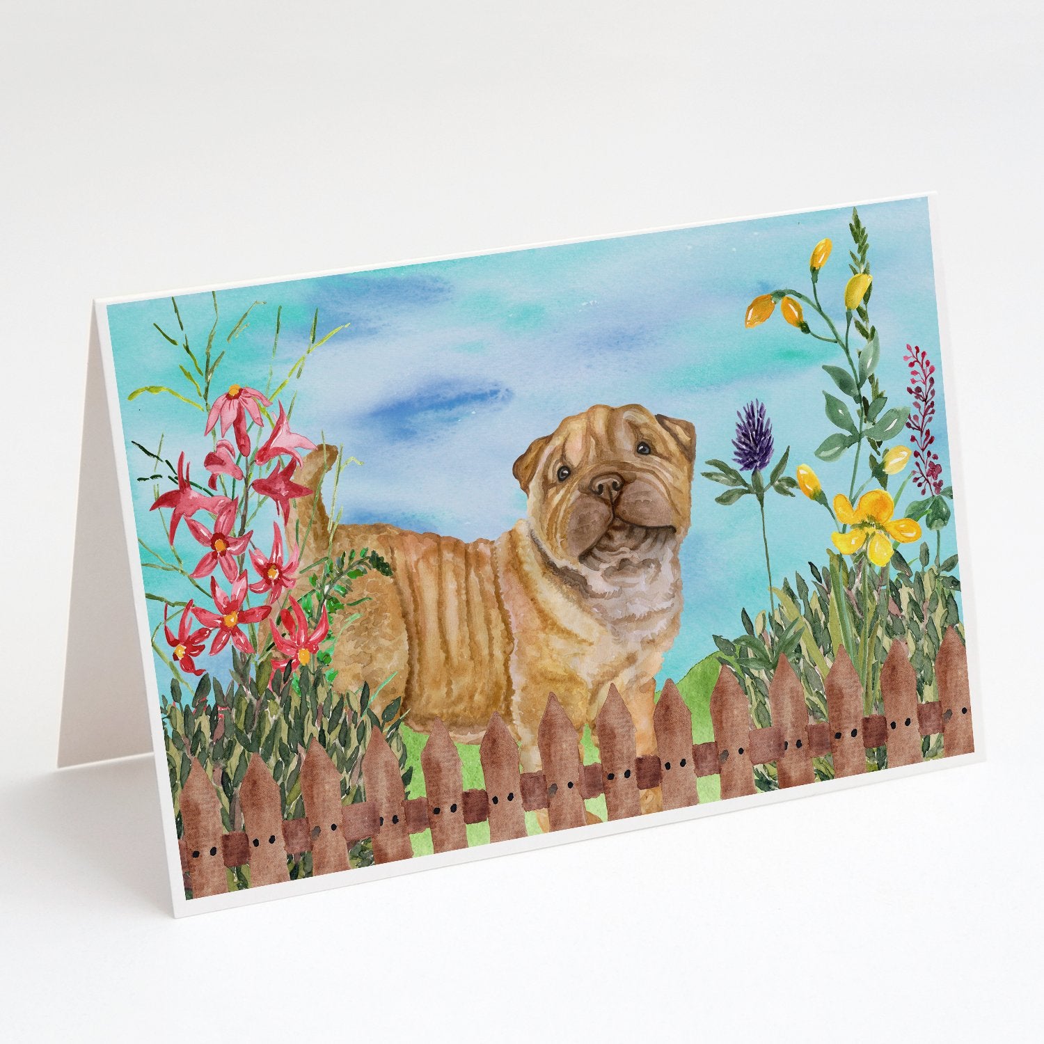 Buy this Shar Pei Puppy Spring Greeting Cards and Envelopes Pack of 8