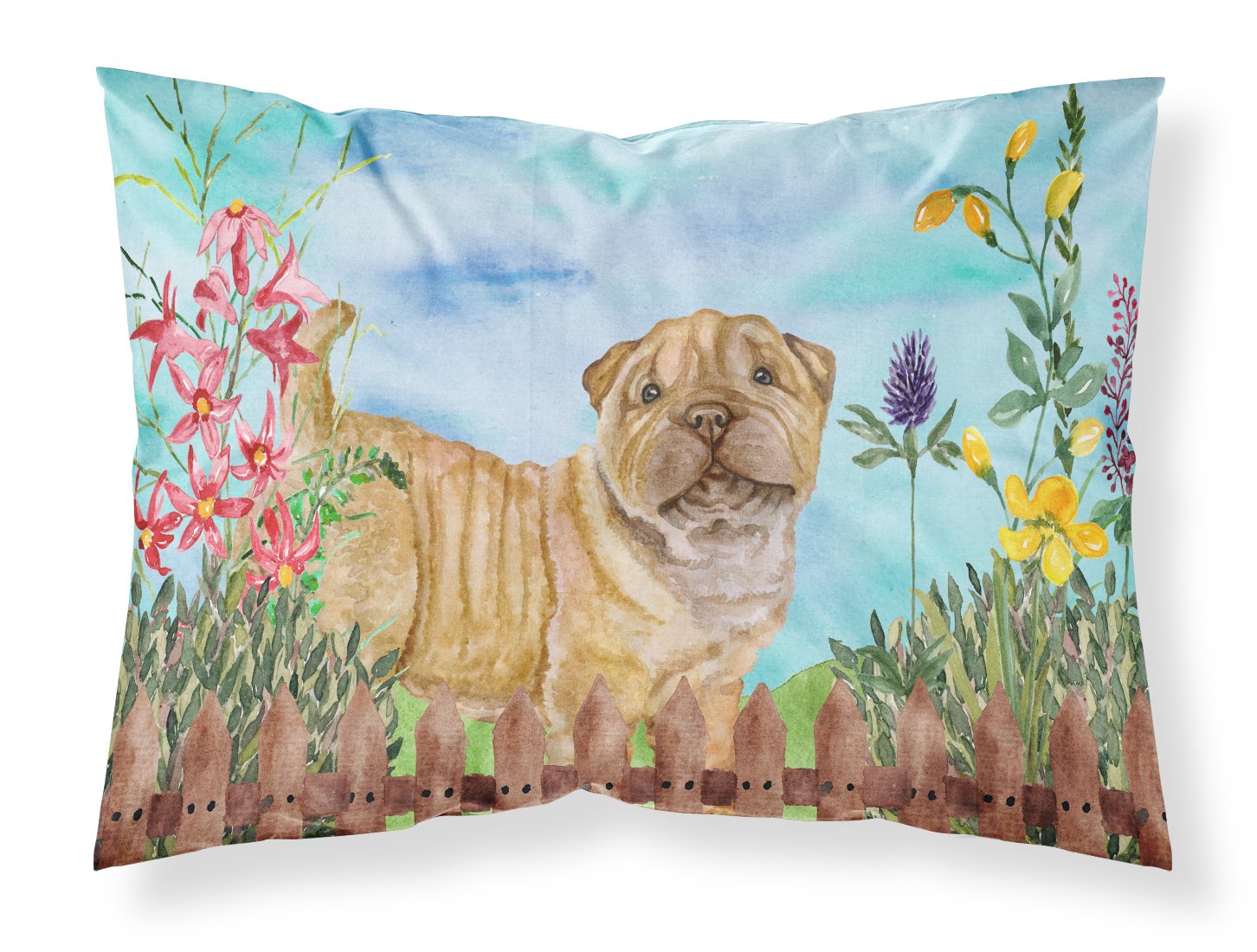 Shar Pei Puppy Spring Fabric Standard Pillowcase CK1281PILLOWCASE by Caroline's Treasures