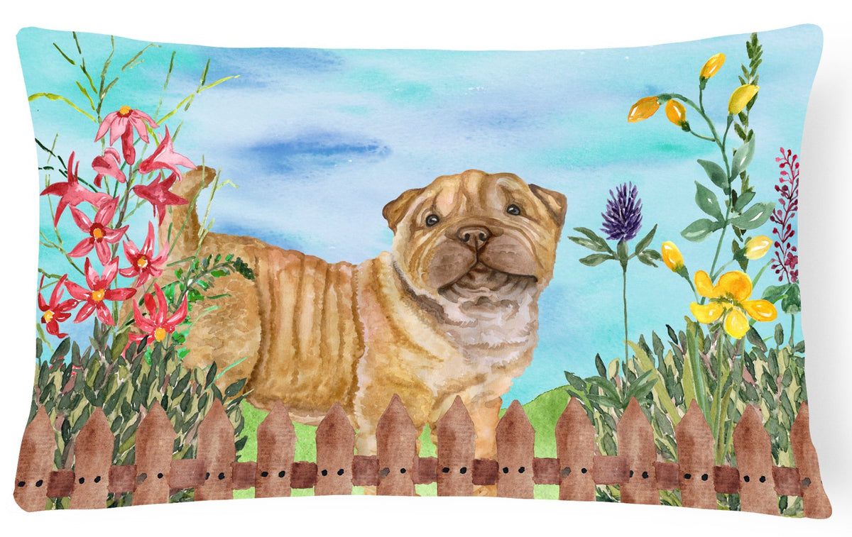 Shar Pei Puppy Spring Canvas Fabric Decorative Pillow CK1281PW1216 by Caroline&#39;s Treasures