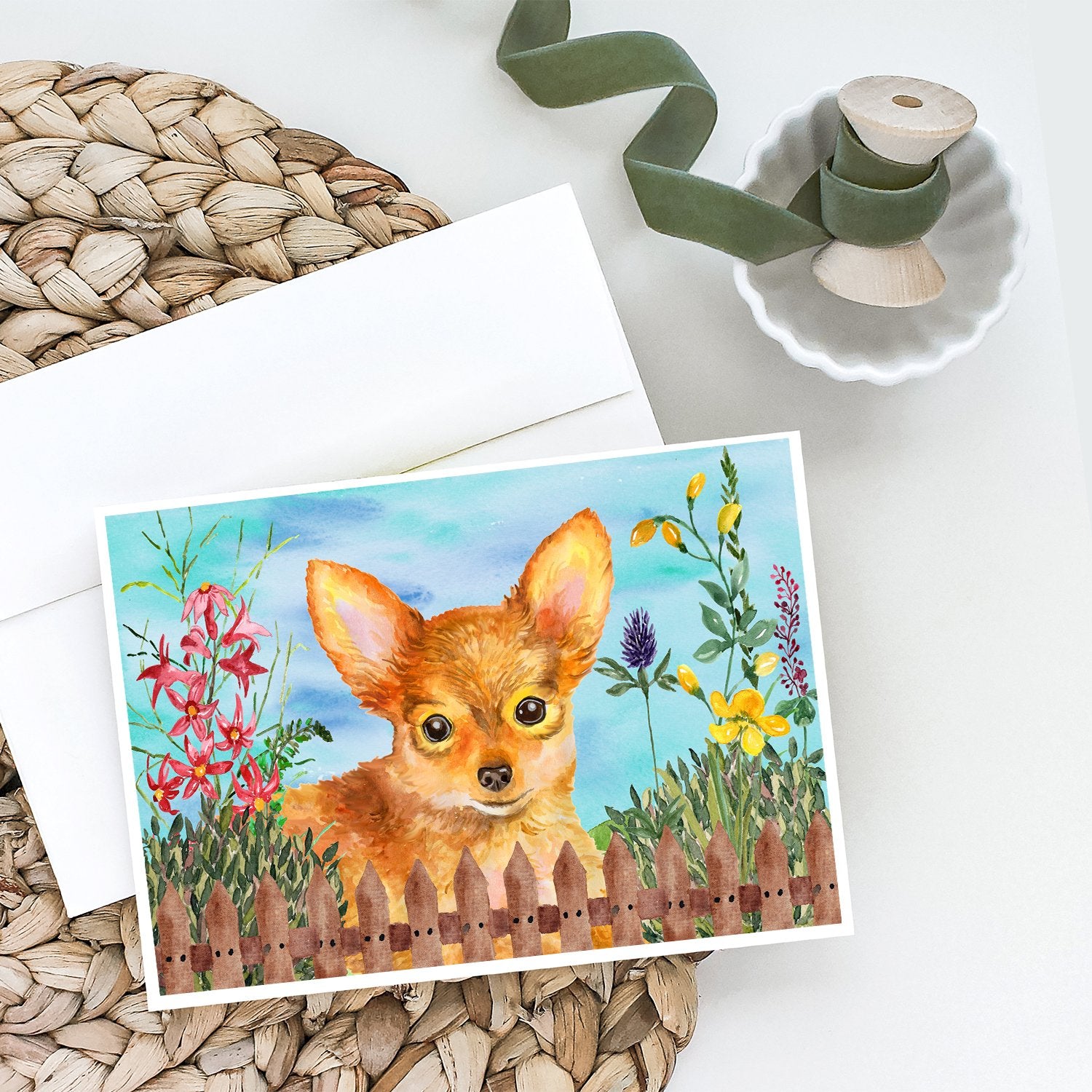 Toy Terrier Spring Greeting Cards and Envelopes Pack of 8 - the-store.com