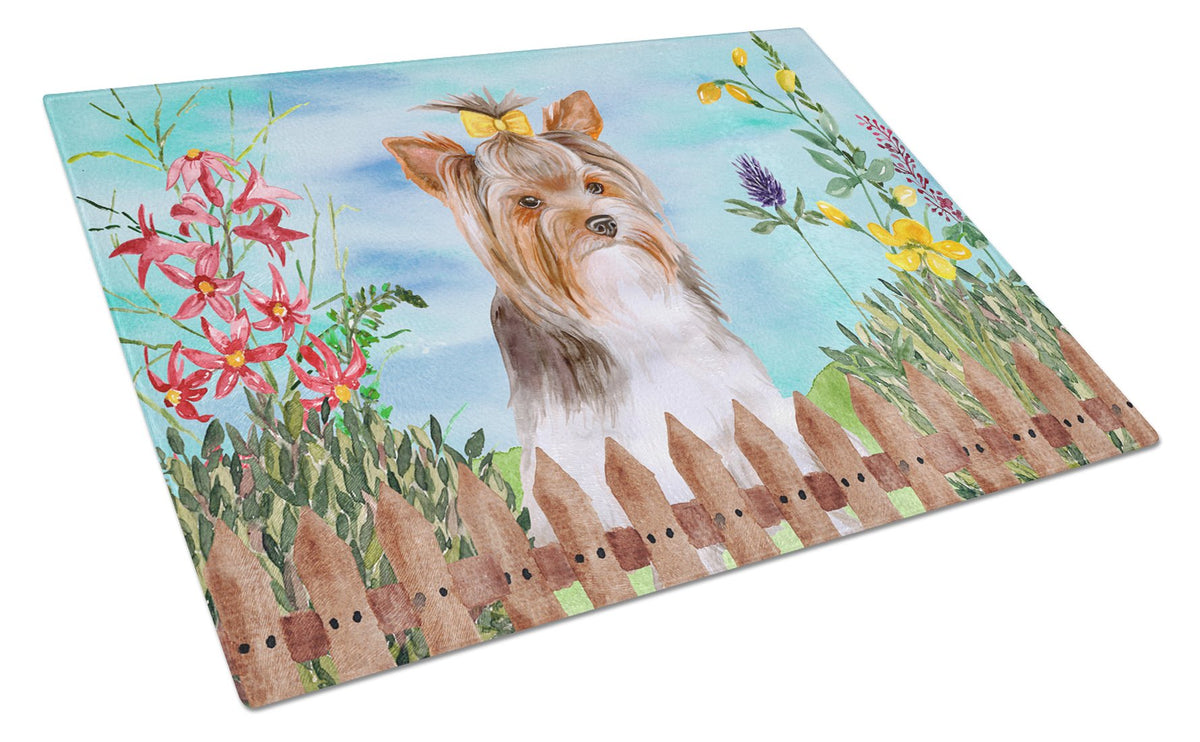 Yorkshire Terrier #2 Spring Glass Cutting Board Large CK1285LCB by Caroline&#39;s Treasures