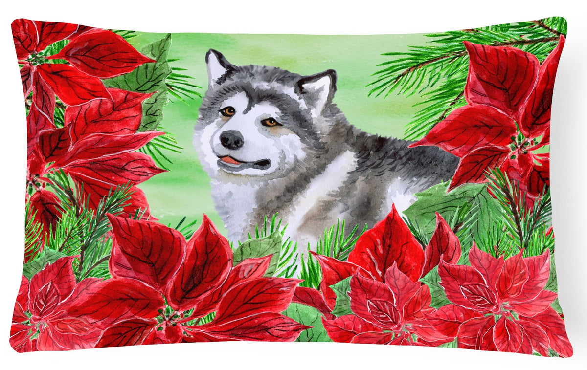 Alaskan Malamute Poinsettas Canvas Fabric Decorative Pillow CK1287PW1216 by Caroline&#39;s Treasures