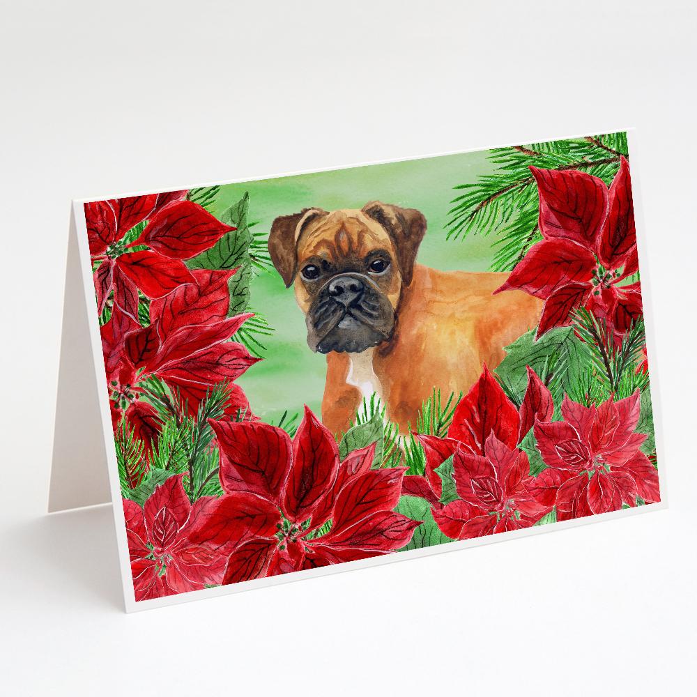Buy this German Boxer Poinsettas Greeting Cards and Envelopes Pack of 8