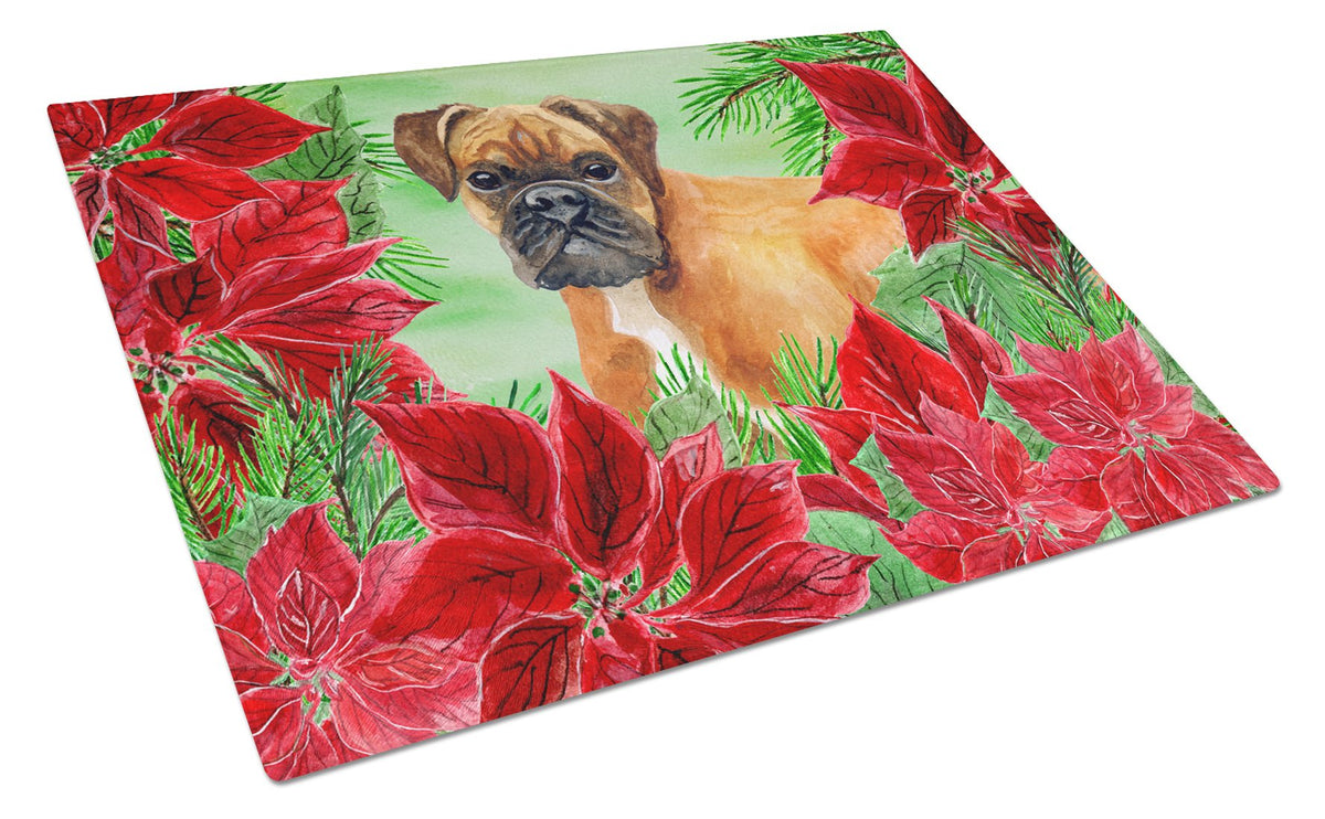 German Boxer Poinsettas Glass Cutting Board Large CK1289LCB by Caroline&#39;s Treasures
