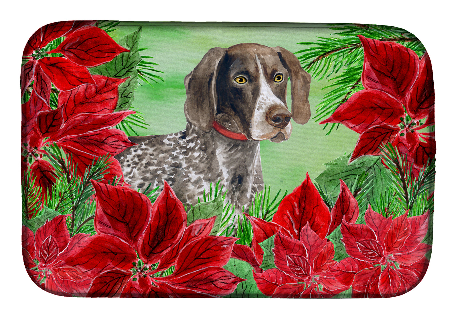 German Shorthaired Pointer Poinsettas Dish Drying Mat CK1290DDM  the-store.com.