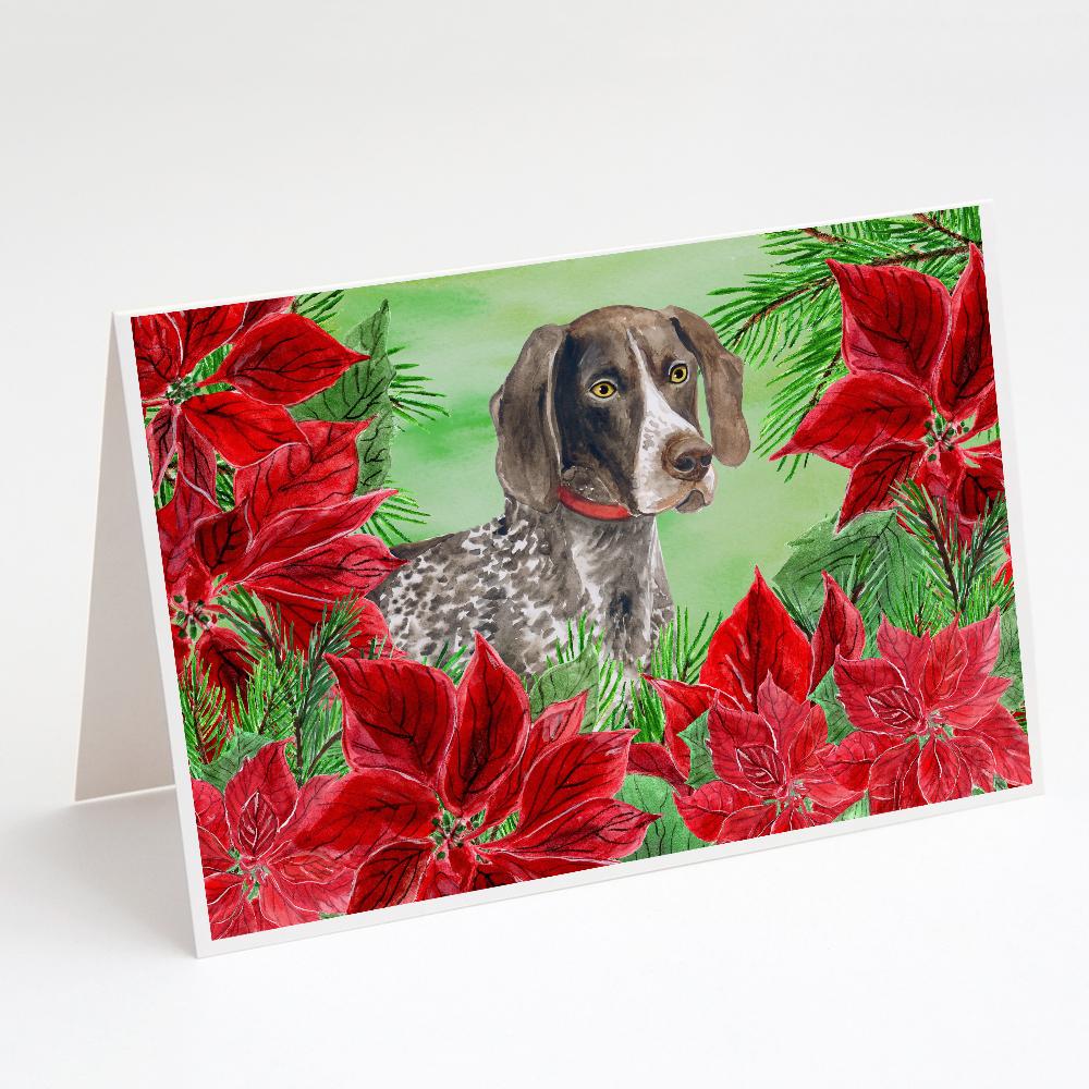 Buy this German Shorthaired Pointer Poinsettas Greeting Cards and Envelopes Pack of 8