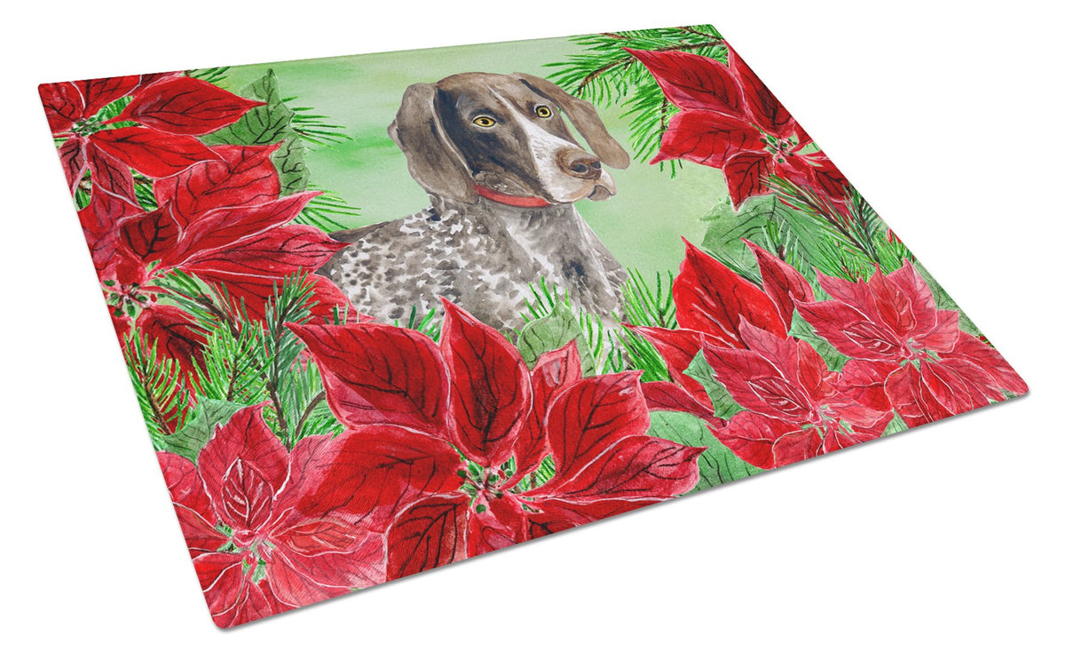 German Shorthaired Pointer Poinsettas Glass Cutting Board Large CK1290LCB by Caroline&#39;s Treasures
