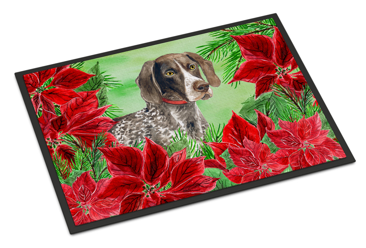 German Shorthaired Pointer Poinsettas Indoor or Outdoor Mat 18x27 CK1290MAT - the-store.com