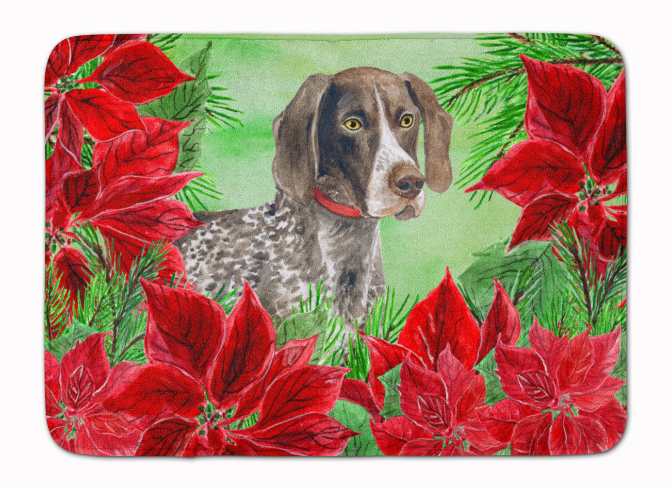 German Shorthaired Pointer Poinsettas Machine Washable Memory Foam Mat CK1290RUG - the-store.com