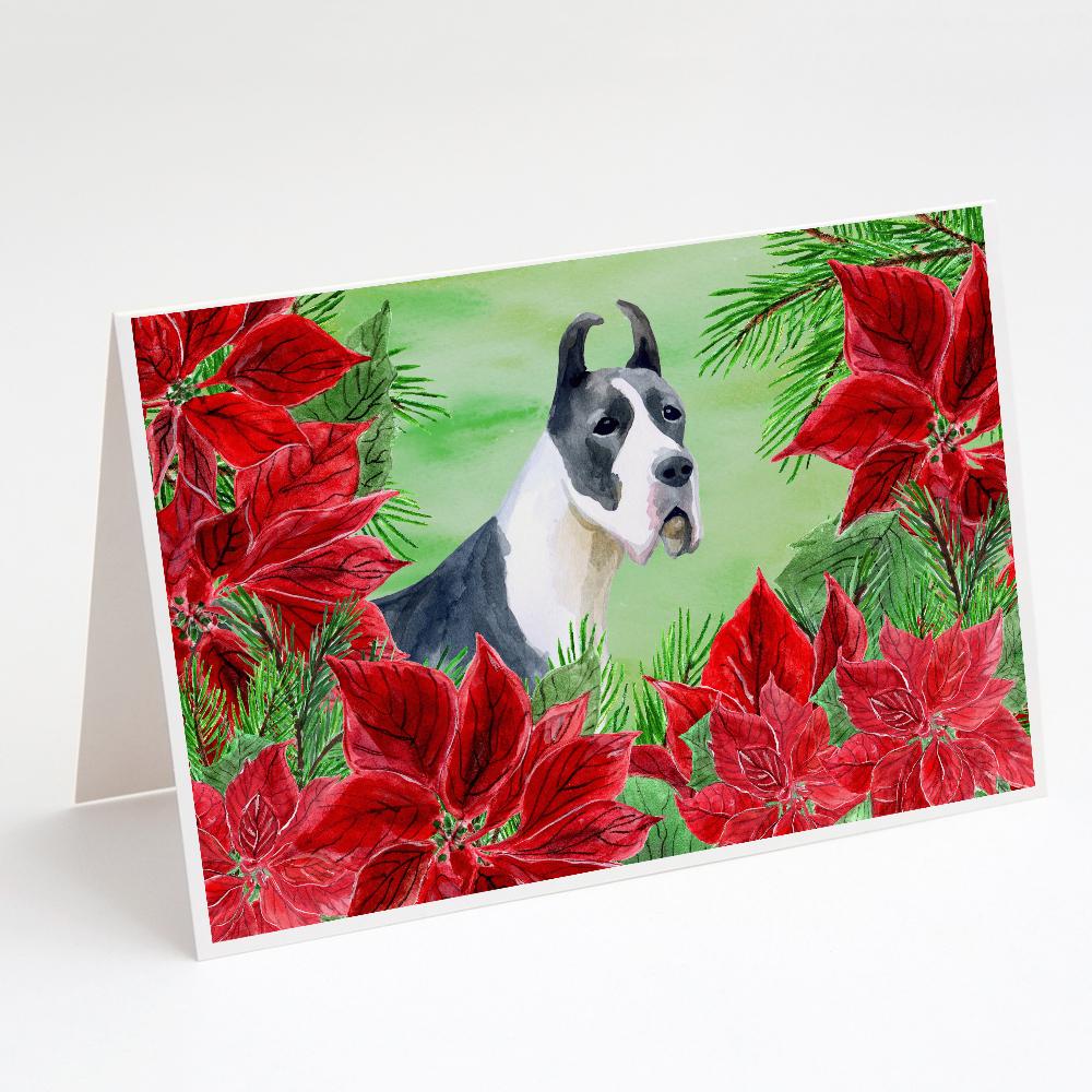 Buy this Harlequin Great Dane Poinsettas Greeting Cards and Envelopes Pack of 8