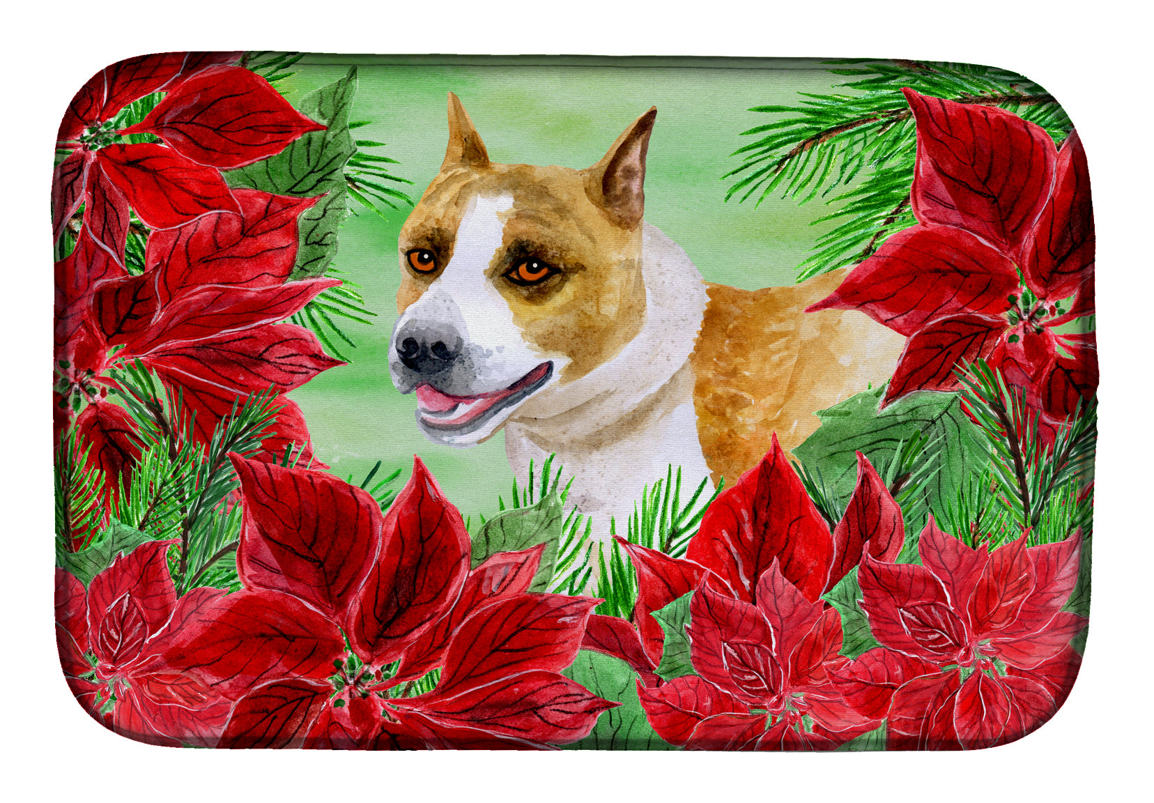American Staffordshire Poinsettas Dish Drying Mat CK1293DDM  the-store.com.