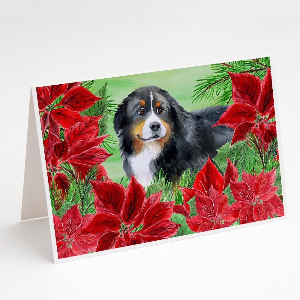 Buy this Bernese Mountain Dog Poinsettas Greeting Cards and Envelopes Pack of 8