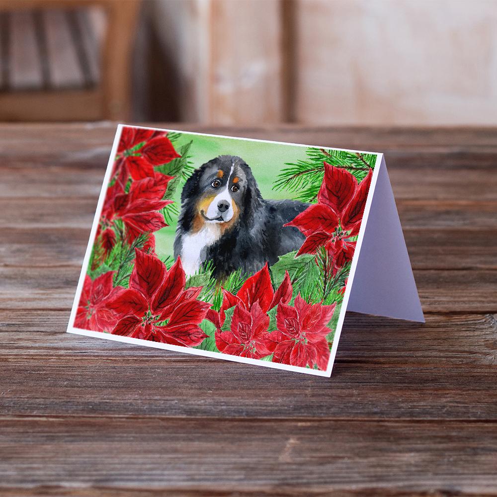 Buy this Bernese Mountain Dog Poinsettas Greeting Cards and Envelopes Pack of 8