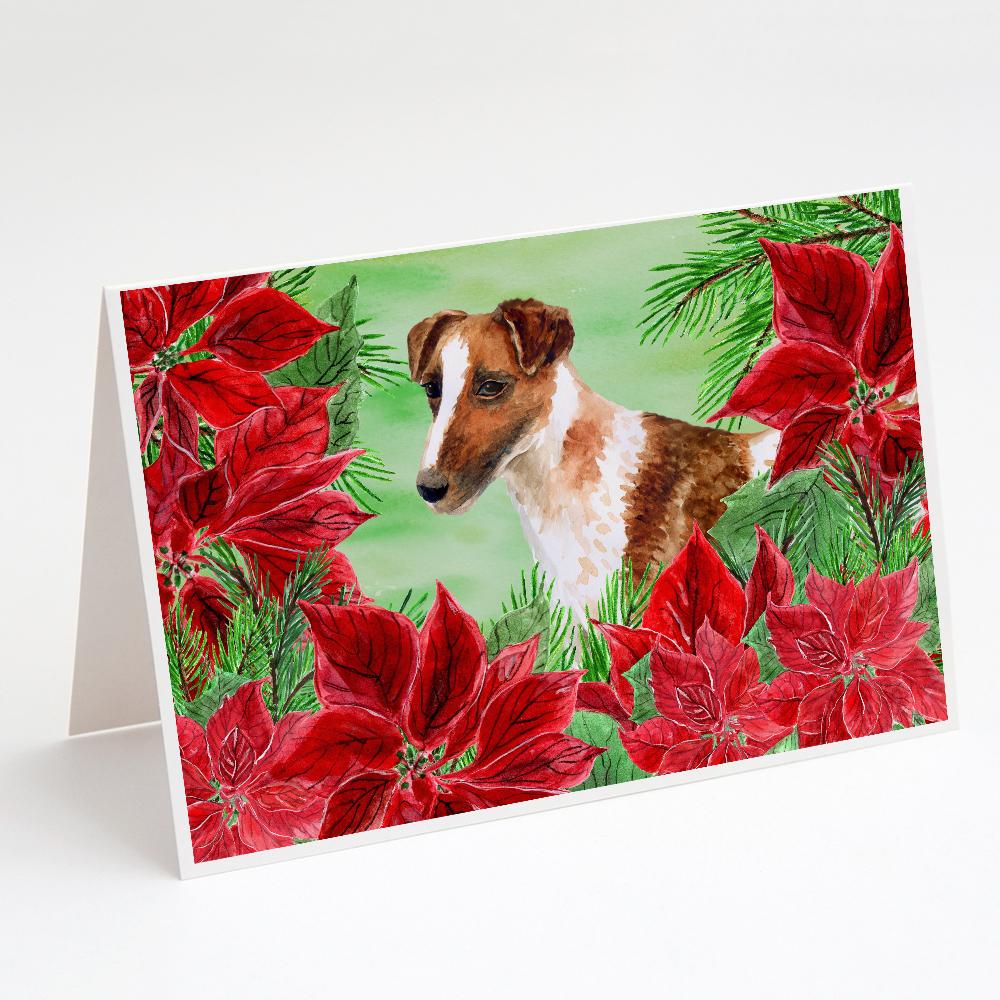 Buy this Smooth Fox Terrier Poinsettas Greeting Cards and Envelopes Pack of 8