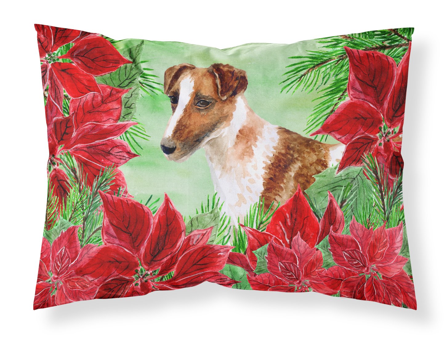 Smooth Fox Terrier Poinsettas Fabric Standard Pillowcase CK1296PILLOWCASE by Caroline's Treasures