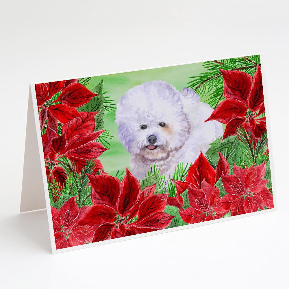 Buy this Bichon Frise Poinsettas Greeting Cards and Envelopes Pack of 8