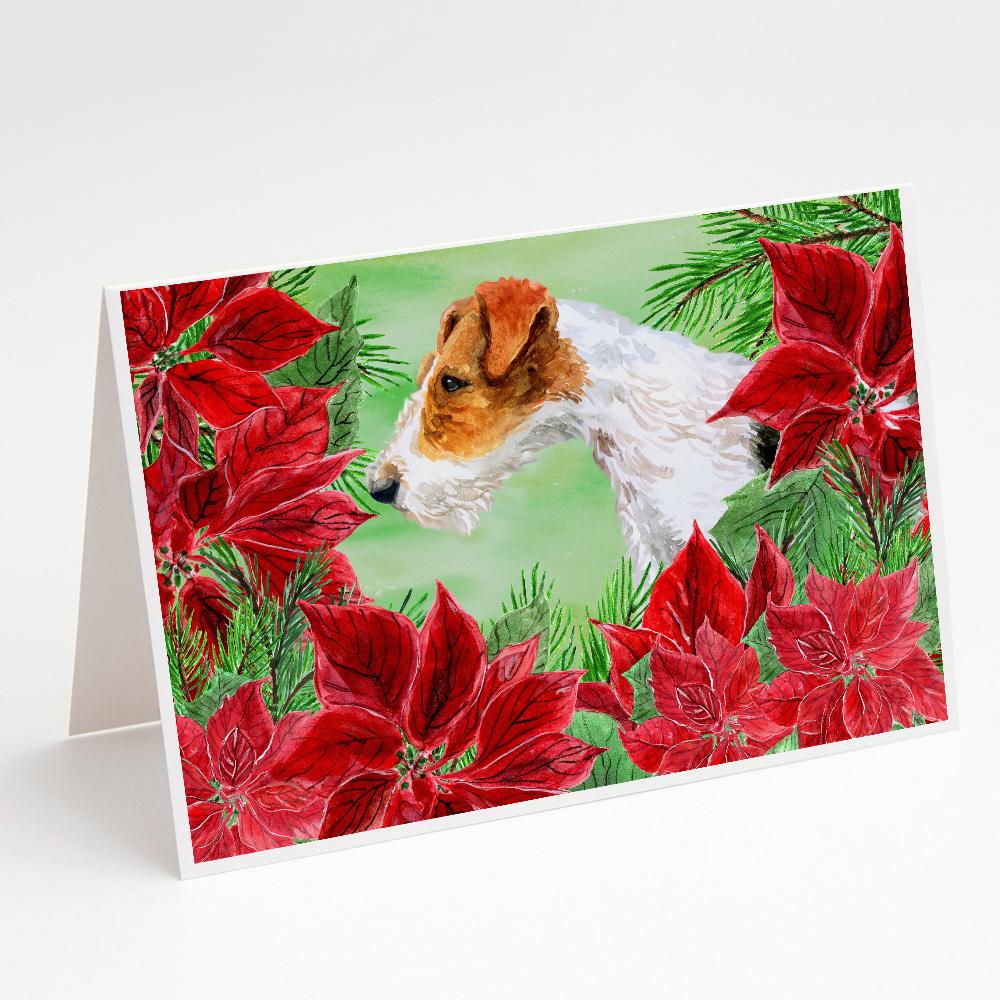 Buy this Fox Terrier Poinsettas Greeting Cards and Envelopes Pack of 8