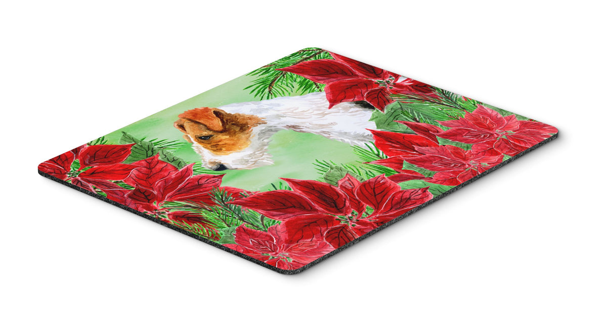 Fox Terrier Poinsettas Mouse Pad, Hot Pad or Trivet CK1298MP by Caroline&#39;s Treasures