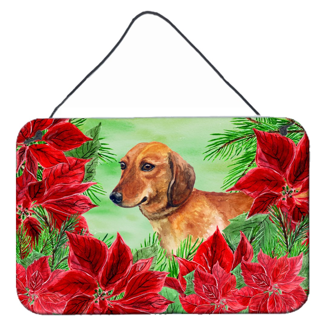 Dachshund Poinsettas Wall or Door Hanging Prints CK1300DS812 by Caroline's Treasures