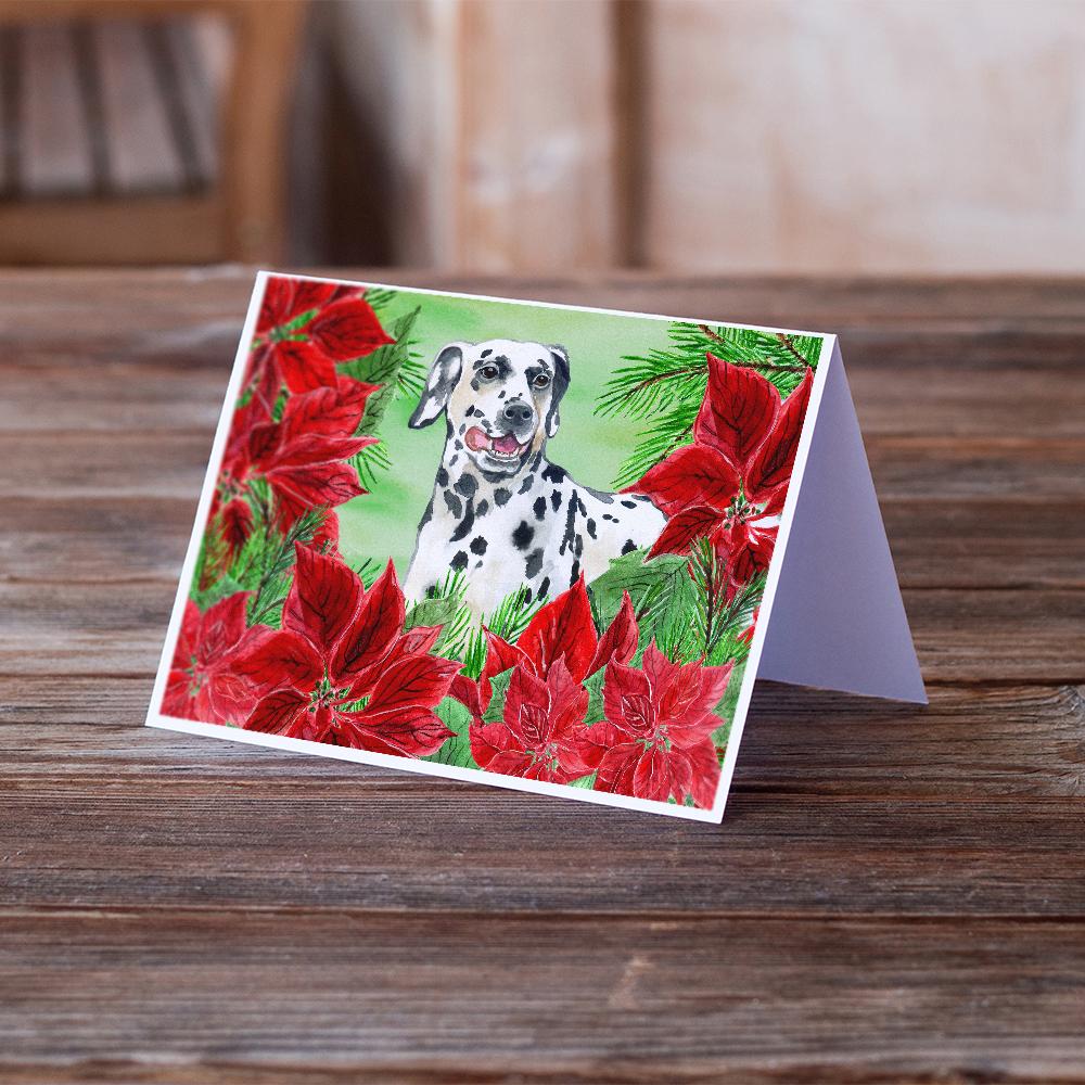 Dalmatian Poinsettas Greeting Cards and Envelopes Pack of 8 - the-store.com