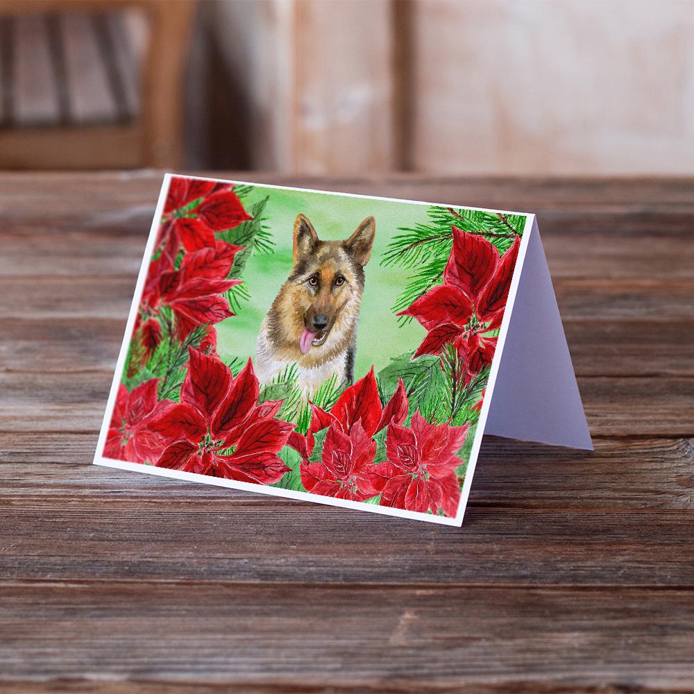 German Shepherd Poinsettas Greeting Cards and Envelopes Pack of 8 - the-store.com
