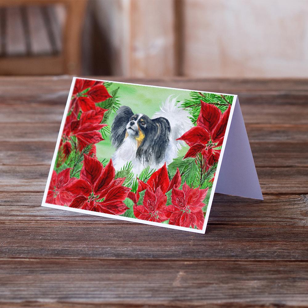 Papillon Poinsettas Greeting Cards and Envelopes Pack of 8 - the-store.com