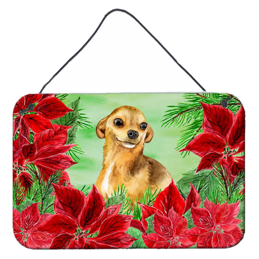 Chihuahua Poinsettas Wall or Door Hanging Prints CK1306DS812 by Caroline&#39;s Treasures