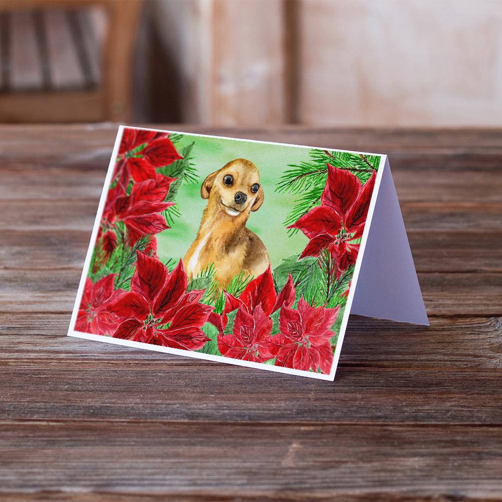 Chihuahua Poinsettas Greeting Cards and Envelopes Pack of 8 - the-store.com