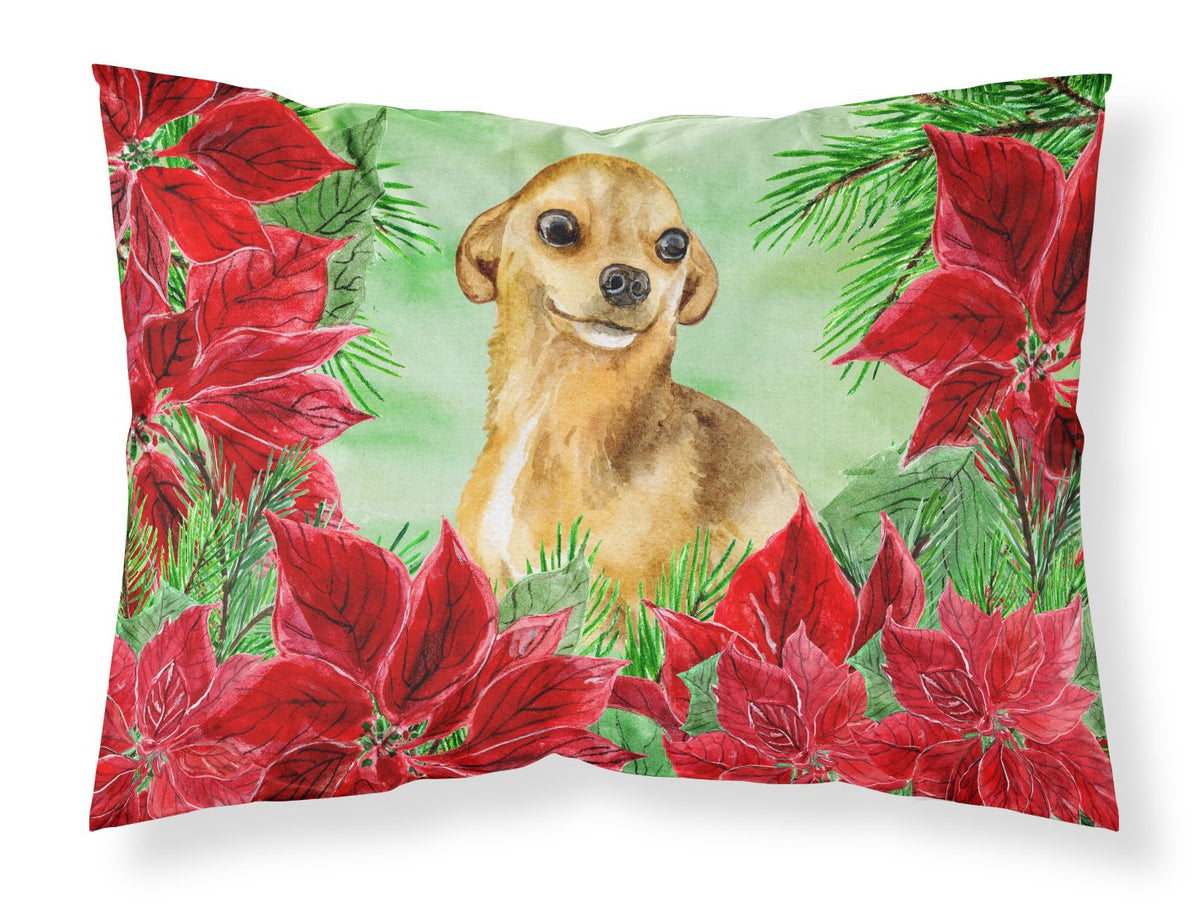 Chihuahua Poinsettas Fabric Standard Pillowcase CK1306PILLOWCASE by Caroline&#39;s Treasures