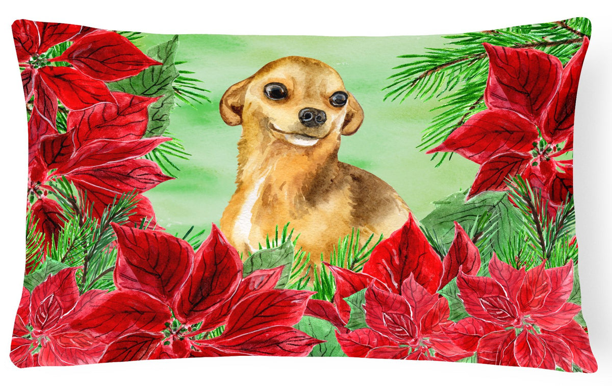 Chihuahua Poinsettas Canvas Fabric Decorative Pillow CK1306PW1216 by Caroline&#39;s Treasures