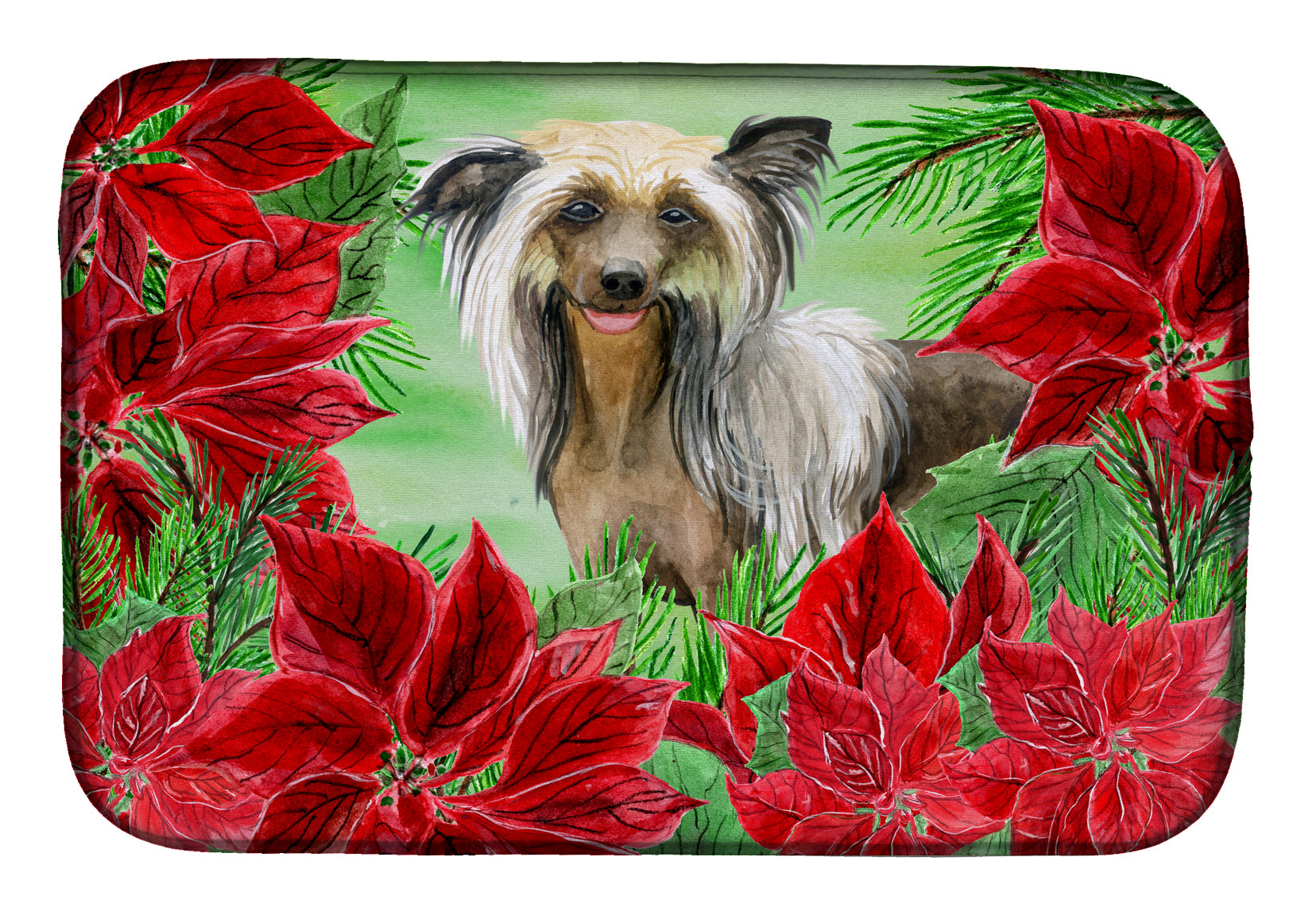 Chinese Crested Poinsettas Dish Drying Mat CK1307DDM