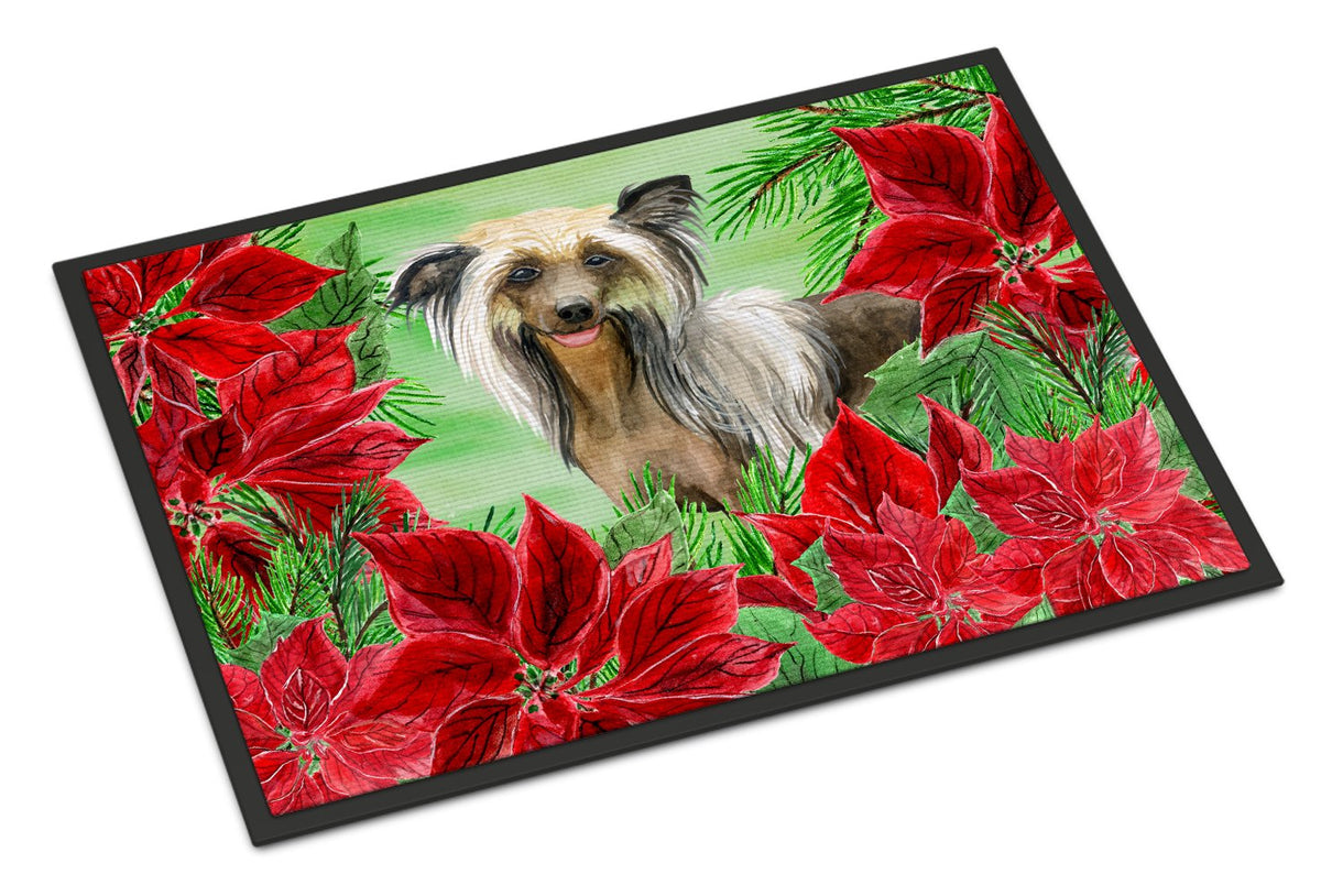 Chinese Crested Poinsettas Indoor or Outdoor Mat 24x36 CK1307JMAT by Caroline&#39;s Treasures