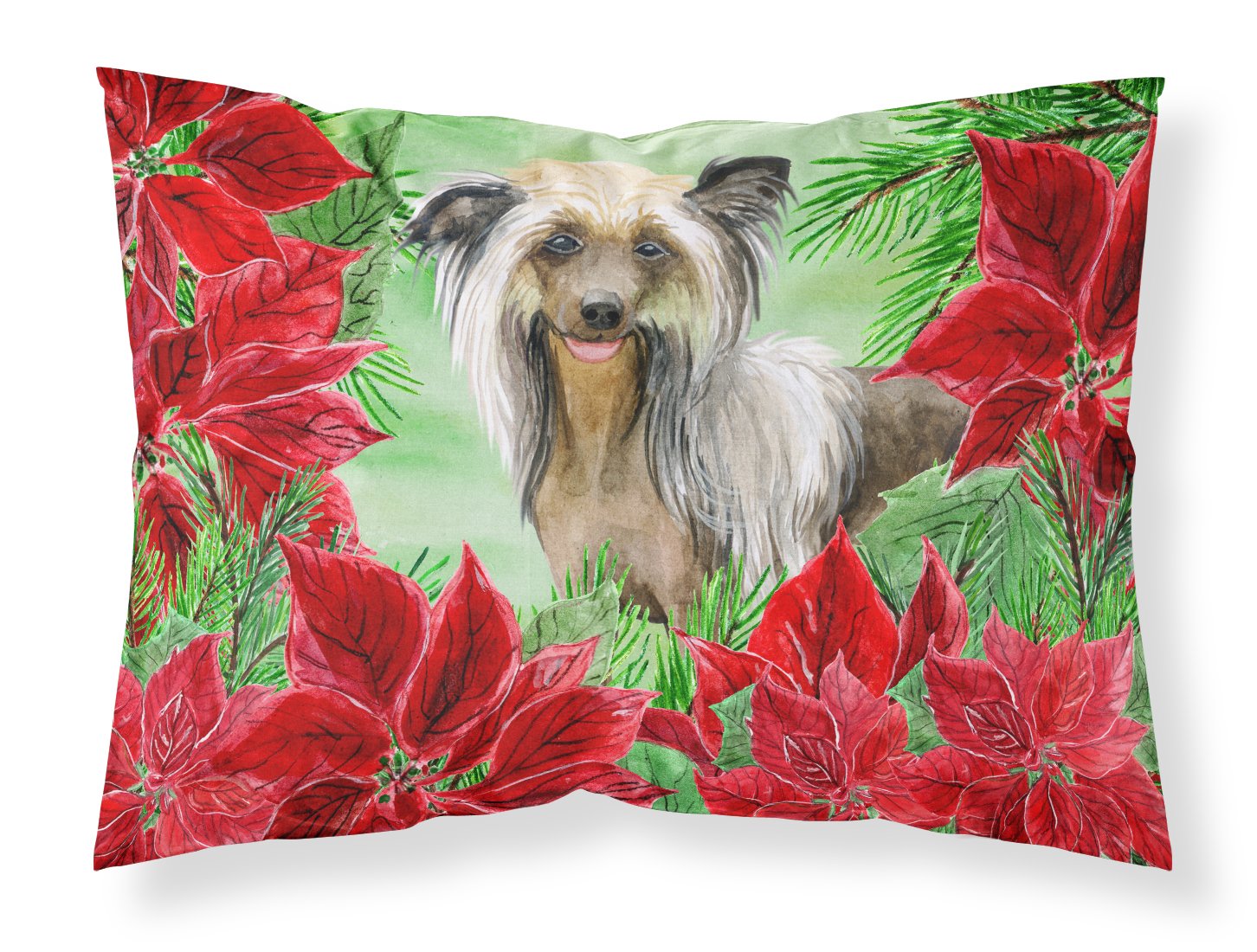 Chinese Crested Poinsettas Fabric Standard Pillowcase CK1307PILLOWCASE by Caroline's Treasures