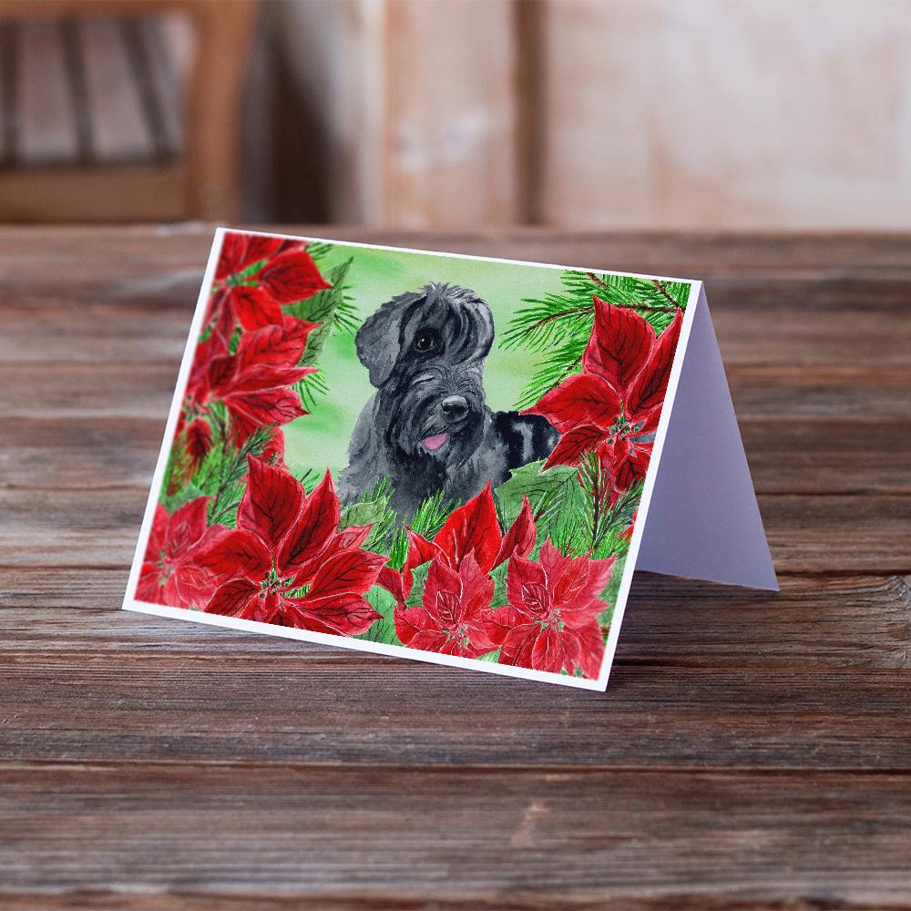 Giant Schnauzer Poinsettas Greeting Cards and Envelopes Pack of 8 - the-store.com