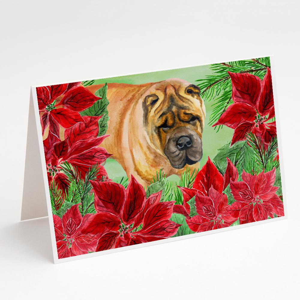 Buy this Shar Pei Poinsettas Greeting Cards and Envelopes Pack of 8