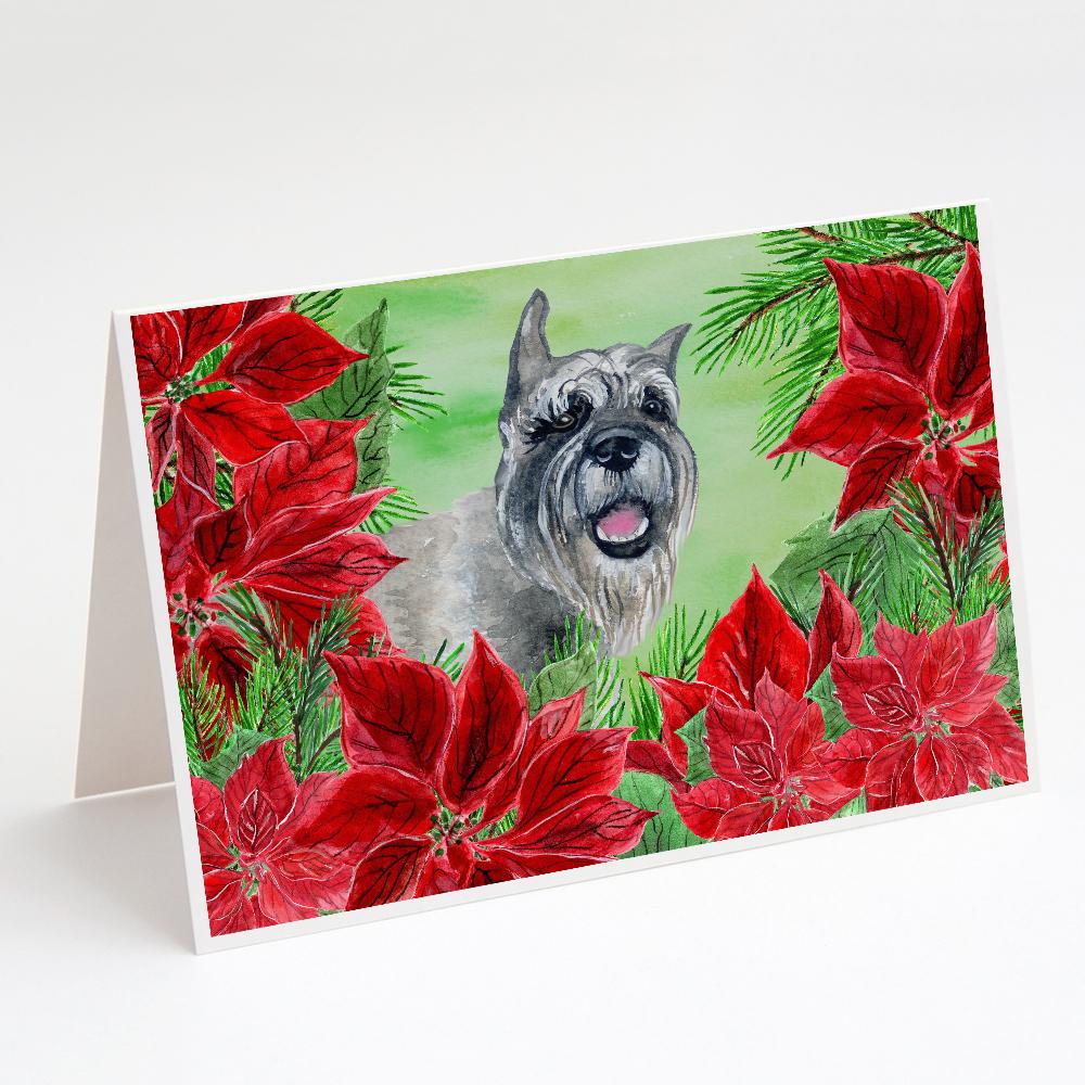 Buy this Schnauzer Poinsettas Greeting Cards and Envelopes Pack of 8