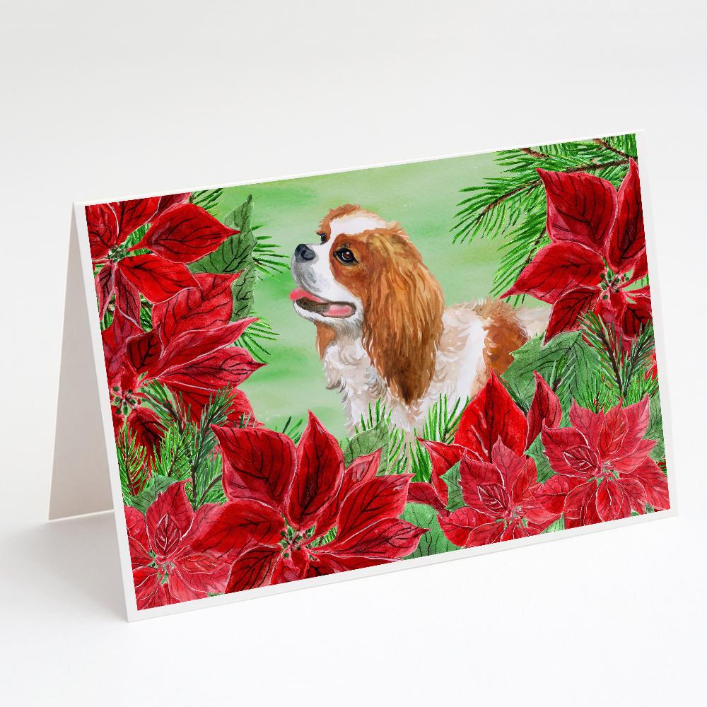 Buy this Cavalier Spaniel Poinsettas Greeting Cards and Envelopes Pack of 8