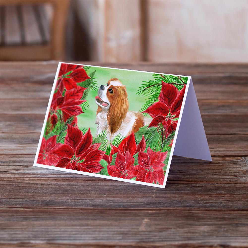 Buy this Cavalier Spaniel Poinsettas Greeting Cards and Envelopes Pack of 8
